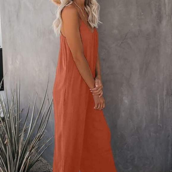 Boho Sleeveless Long Pant Romper Jumpsuit with Pockets - Picture 9 of 11